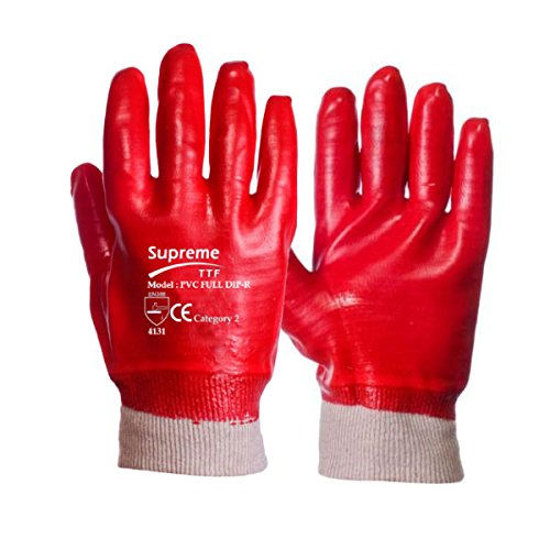 12 Pairs PVC Dip Knit Wrist Gloves Safety Work Builder Gardening Mechanic Size XL