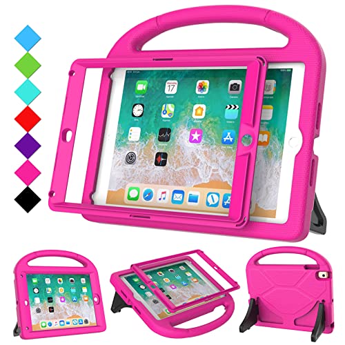 RTOBX iPad 6th/5th Generation Case, iPad 9.7 Case 2018/2017 for Kids with Built-in Screen Protector, Durable Shockproof Handle Stand Protective Cover for 9.7 inch iPad 6/5 Gen/Air 1/2/Pro 9.7, Pink