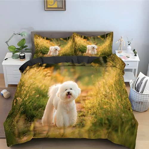 Housse de couette 160x200 Bichon Frisé avec 2 taies d'oreiller - 2