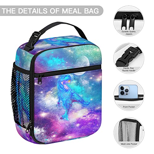 Galaxy Tyrannosaurus Rex Dinosaur Kids Lunch Bag Animals Dino Insulated Lunchbox Space Planet Dinosaurs Lunch Box For Boys, Portable Reusable Lunch Cooler Bag For Office School #TOP3