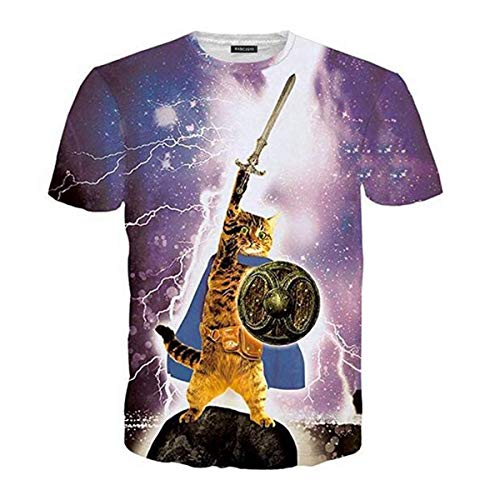 RXBC2011 Men's Clothing 3D Printed Epic Cat Warrior T Shirt M Purple