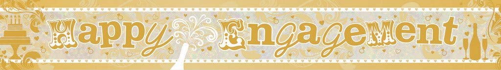 Golden Happy Engagement Holographic Foil Banner - 1 PC