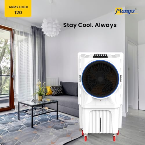 Image of Mango Army Cool 120 Commercial Desert Air Cooler | 120L Tank | 4800 m /hr Air Delivery | Honeycomb Pads | Auto Swing | Remote Control | For Areas up to 565 Sq Ft