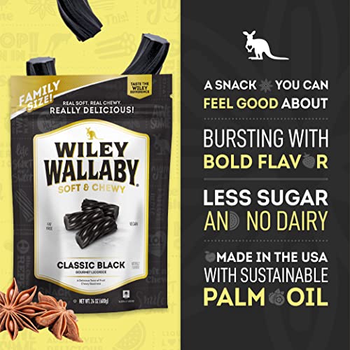 Wiley Wallaby Licorice 24 Ounce Classic Gourmet Soft & Chewy Australian Black Licorice Candy Twists thumb #2