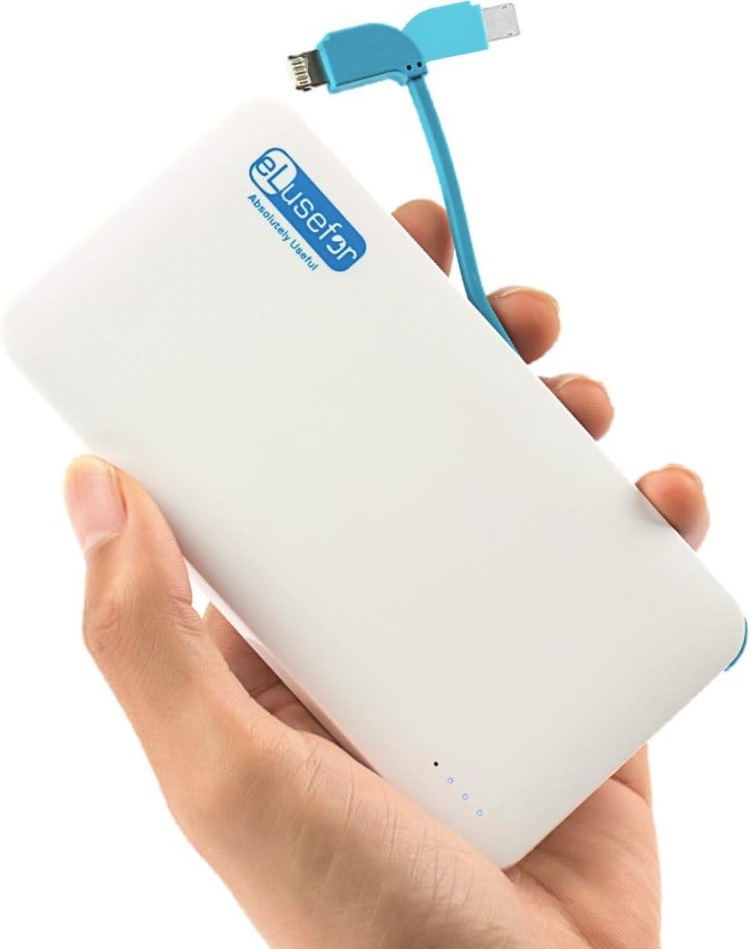 On The Go Charger for iPhone User, Built in Cable with Dual Function Connector, Compatible for iPhone, Power Bank & Micro USB Input Device, 5000mAh Portable Battery Pack