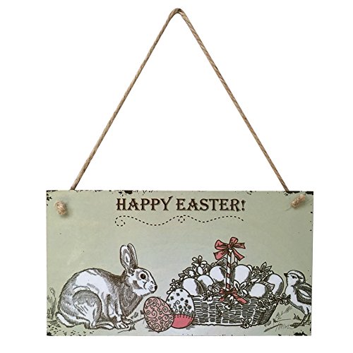 Fiouni - Placa Decorativa de Madera para Colgar con diseño de Conejo