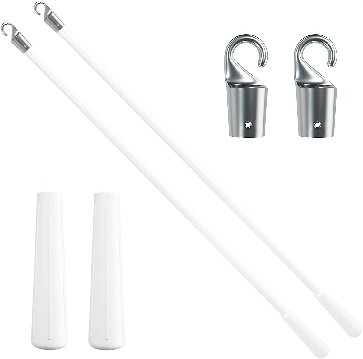 2 Pcs Blind Wand, Vertical Blinds Replacement Parts with Hook and Grip, White Fiberglass Blind Tilt Wand, for Windows Curtain Door Shades Opener Accessory (17 inch)