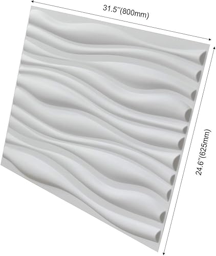 Vista 19 de Art3d 3D Revestimiento con textura 3D para pared, color gris diamante, 19.7 x 19.7 pulgadas (12 unidades), Blanco, A10038 Blanco nieve