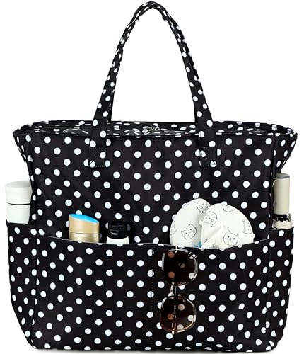 Image of LEDAOU Large Beach Bag Women Waterproof Sandproof Zipper Beach Tote Pool Bag for Swim Gym Grocery Travel with Wet Pocket