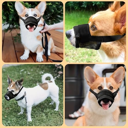 KEYRI 2 Stück Maulkorb Für Hunde Verstellbare Schlaufe Weicher Maulkorb Verhindert Das Beißen Ermöglicht HechelnTrinken Und Bellen Netzmaulkorb für Kleine Große und Hunde (Schwarz, Klein)
