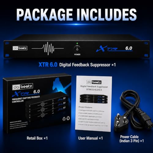 Image of DaBeatz XTR 6.0 Feedback Suppressor, 6 Mic In / 6 Line Out Anti-Howling Processor with Auto Feedback Elimination, Frequency Shift & 24-Bit /96kHz DSP for Stage, Conference, PA System & Karaoke