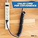 Iron Forge Cable SJEOW Black Outdoor Coiled Extension Cord 25 Ft, 16/3 Oil Resistant & Flame Retardant 3 Prong Coiled Electrical Power Cable 13 Amp for Indoor & Outdoor, Great for Farms & Ranches