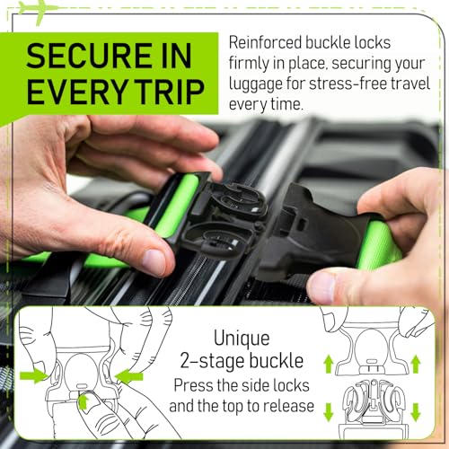Image of Untethered Ultimate Travel Set: 4 Premium Luggage Straps and 4 Silicone Tags - Secure & Identify Your Bags with Ease (Green + Tags)