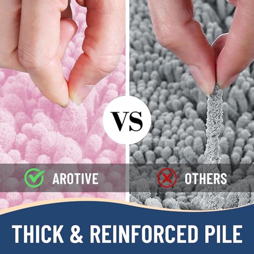Image of Arotive Luxury Bathroom Rugs 30x20, Extra Soft Thick Absorbent Shaggy Chenille Bath Rugs, Machine Wash Dry, Bath Mats for Bathroom Floor, Tub and Shower, Home Decor Accessories, Pink
