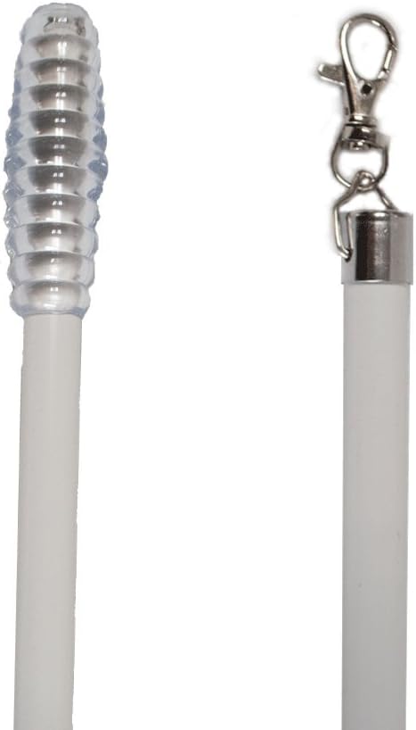 2 Pack - 48" Aluminum Universal Drapery Pull Rod Wand with Metal Snap, 1/2 Inch Wide, White