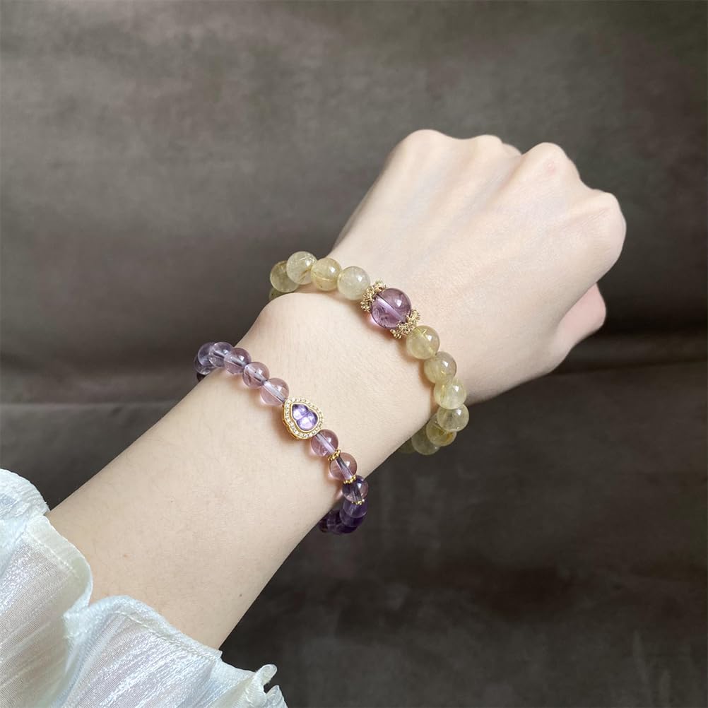 Bransoletki z koralików ametystowych dla kobiet, naturalna bransoletka z kamieni szlachetnych, elegancka, minimalistyczna biżuteria z tykwy, zapewniająca szczęście i ochronę