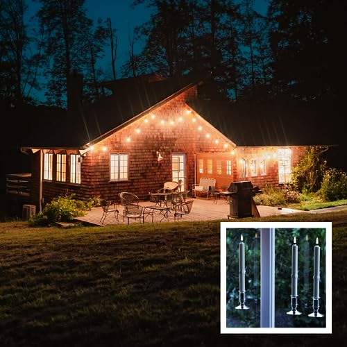 Image of PrettyCare Set of 6 Flameless Battery Powered Ivory Taper Window Candles with Remote & Timer, Removable Holders, Suction Cups - Christmas Decorations