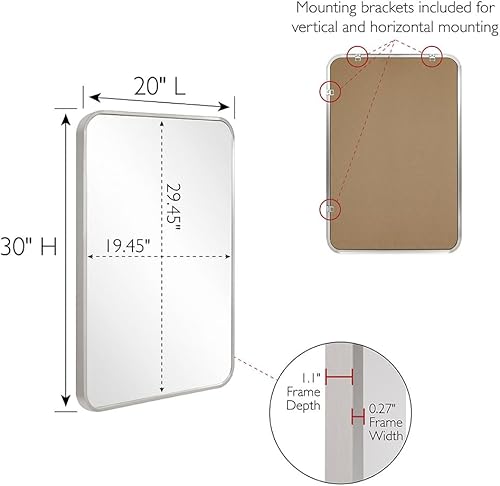 Miniatura 4 de Design House Isla - Espejo rectangular para pared, 30 pulgadas de alto x 20 pulgadas de largo, marco de metal moderno, para sala de estar,