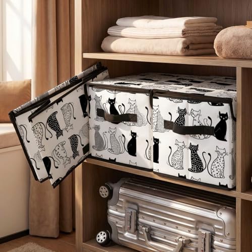 Image of Stackable Storage Bins with Lids,Closet Organizers Fabric Box for Home and Office,Blanket Clothes Organizers,Under Bed Storage Containers 3 Pack