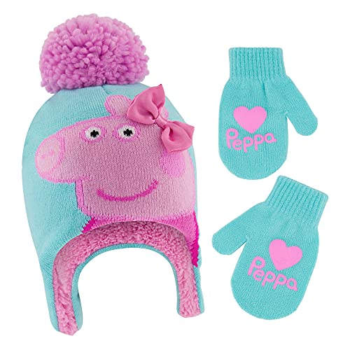 Hasbro Girls Winter Accessory Hat and Mittens Set, Peppa Pig Beanie for Toddler Ages 2-4
