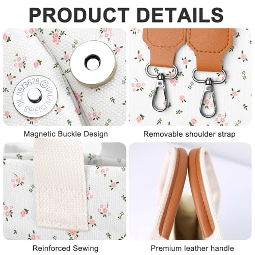 Image of Canvas Tote Bag for Women with Pockets Crossbody Bag Tote Shoulder Handbags Casual Work Bags Everything Tote Bag