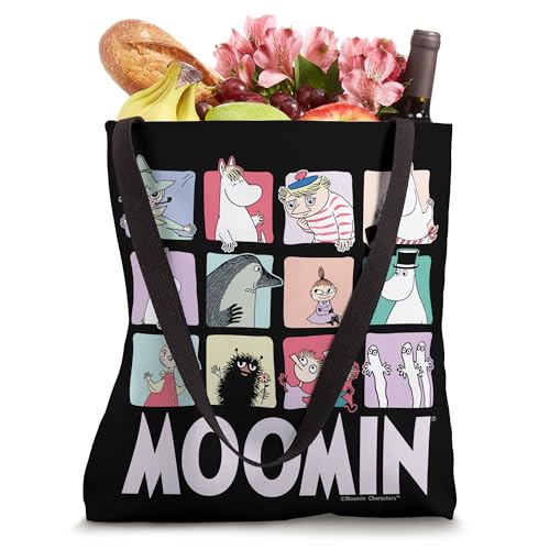 Bolso tote oscuro con personajes del grupo Moomin miniatura 4