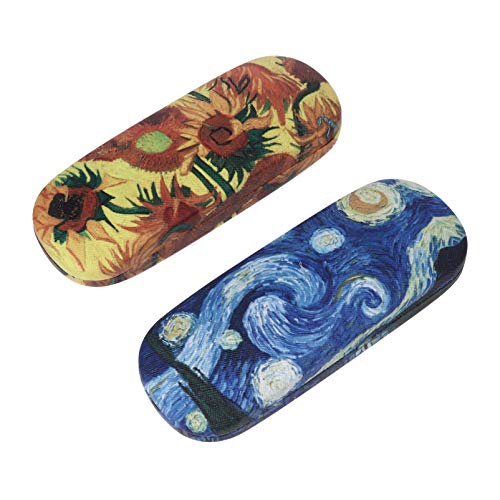 DOITOOL 2Pcs Óculos Caso Portátil Pintura A Óleo de Girassol Céu Estrelado Casca Dura Casos Óculos p