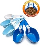 petfactors set of five pet food scoop plastic measuring cups for dog cat and bird food