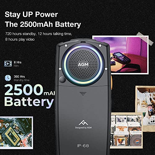 Agm M6 4G Rugged Phone Unlocked With Charging Dock Bar Phone Cell Phone For Seniors, Easy-To-Use Big Font Big Speaker, 2.4" Screen 48Mb+128Mb, 2500Mah Battery, No App No Android, Fm/Led Torch #TOP6