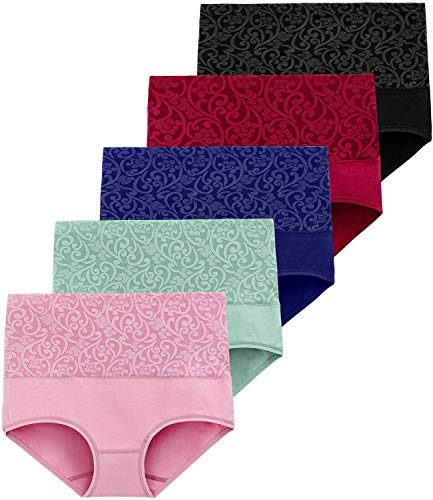 Auranso 5er Pack Unterhosen Damen Baumwolle Hohe Taille Panty Slips Unterwäsche Frauen Mehrpack Farbe 1, 42-44 Cover