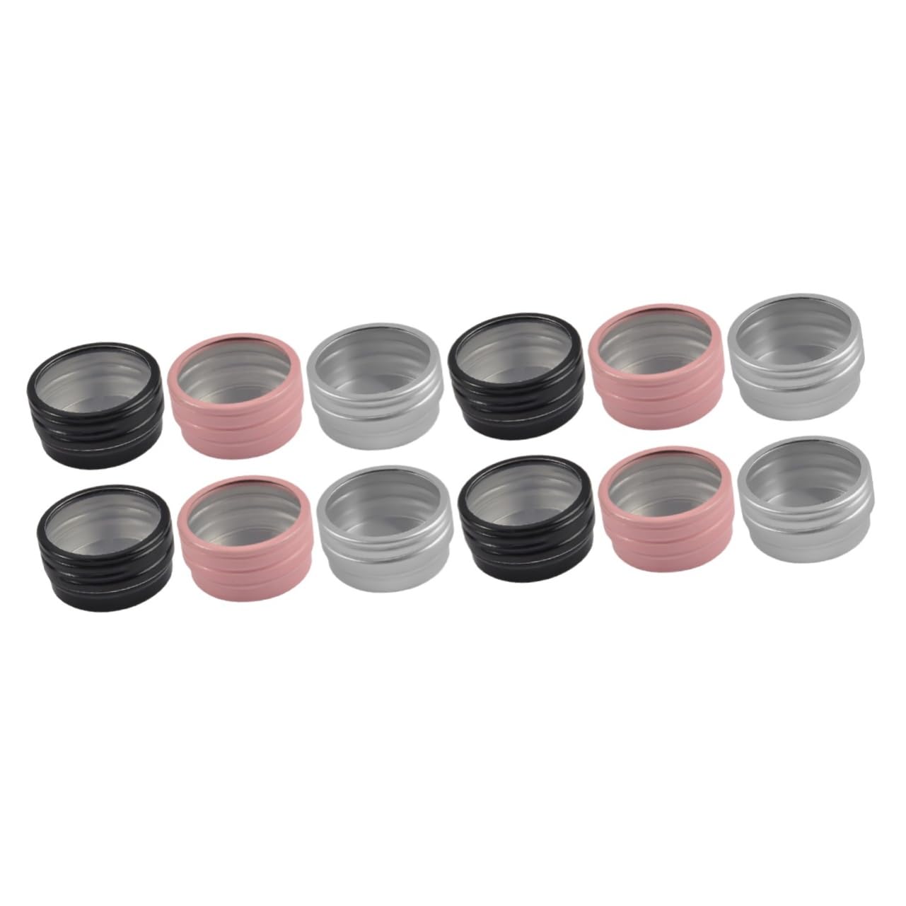 BELLIFFY 2sets Craft Storage Boxes Bead Organizers and Storage Round Aluminum Nail Charms Mini Beads Container 6pcs*2