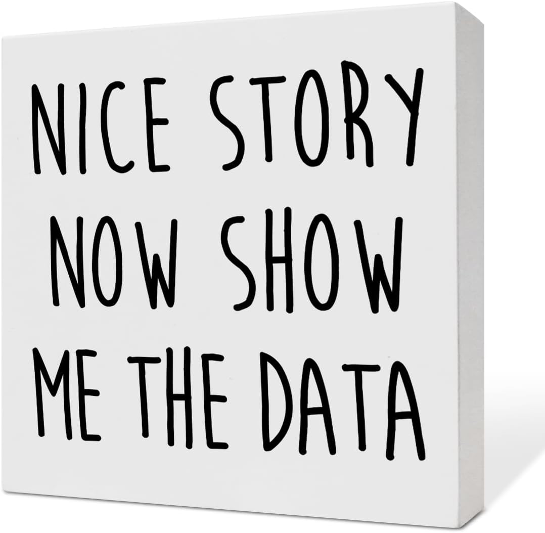 Funny Office Desk Decor, Home Office Decoration for Work Women Men Wooden Box Sign, Accountant CPA Finance Human Resources Office Gifts for HR Coworker Boss Leader Colleague Friend, Show Me The Data