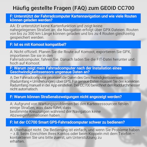 GEOID CC700 GPS Fahrradcomputer kabellos mit 2,8 Zoll Farbbildschirm – Fahrradtacho mit Route-Navigation, ANT+ & Bluetooth, IPX7 wasserdicht, 15-25 Std. Akkulaufzei
