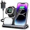 JARGOU 3 in 1 Wireless Charging Station for Apple, Wireless Charger for iPhone 17 Pro Max 16 15, Fast Wireless Charger Stand for Apple Watch 11/Ultra 3/10/9/Ultra 2/Ultra/SE/8/7/6/5/AirPods Pro 4 3 2