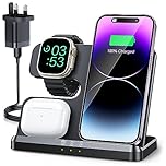 JARGOU 3 in 1 Wireless Charging Station for Apple, Wireless Charger for iPhone 17 Pro Max 16 15, Fast Wireless Charger Stand for Apple Watch 11/Ultra 3/10/9/Ultra 2/Ultra/SE/8/7/6/5/AirPods Pro 4 3 2