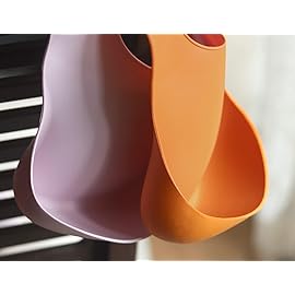 YMCF Products 2-Pack Waterproof Silicone Baby Bib Lightweight Comfortable Easy-Wipe Clean (Cloud/Marigold, Large)