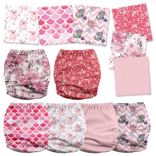 Image of Mama Koala 6 Pack Reusable Cloth Diapers for Babies Girls Newborn, One-Size Adjustable Baby Diaper, Durable Stitching, Back Opening for Inserts, Breathable Awj Lining, Leak Prevention-Lovely Pink