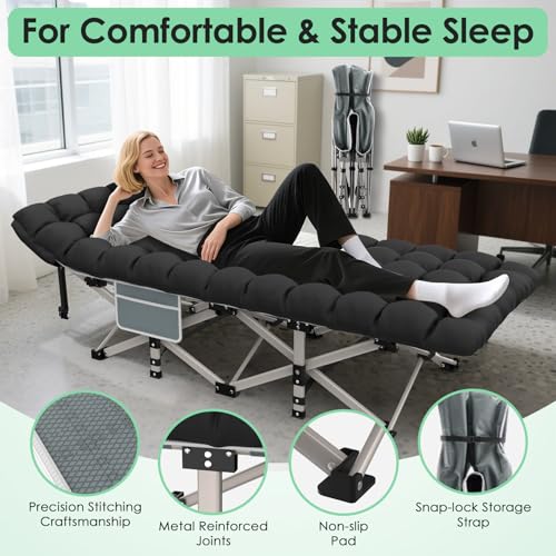 Suteck Camping Cot, Folding Camping Cot Bed for Adults Sleeping 1200D Double Layer Oxford Portable Folding Outdoor Cots for Camping W/Soft Pad Carry Bag for Home Office Nap Beach Travel by Suteck - Image 6