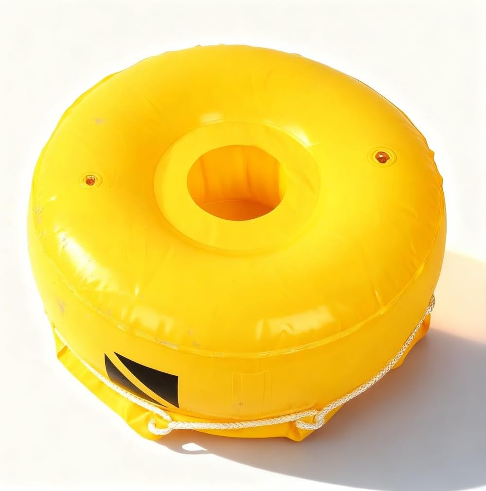 Sea Surface Marker Buoy, Inflatable Dive Float, 26.8 Inch Yellow PVC Ball - High Visibility Safety Tube, Easy Inflation, for Freediving and