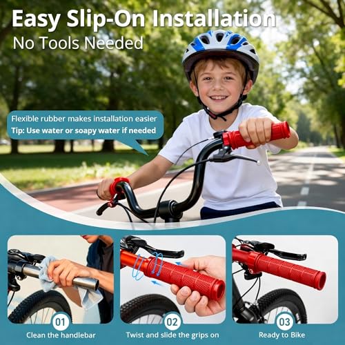 Image of CHUNZEXI 4 PCS Bike Handlebar Grips, Rubber Bicycle Bar Grips Replacement, Non-Slip Handle Grips for Kids Bikes, Scooters, BMX, Mountain & Cruiser Bikes