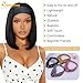 QUEENTAS 12 Inch Headband Wigs for Black Women Black Natural Straight Synthetic Heat Resistant Hair for Daily Use Dating Wear and Go Glueless Bob Wig Shoulder Length (#1B)
