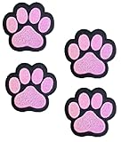 XOmise Set of 4 pcs. Black & Pink Cat Paw Dog Paw Embroidered Patches Sew On Iron On Biker Jackets, Shirts, Jeans, Hats, Backpacks