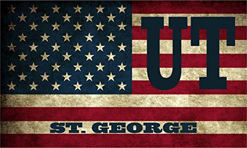 St. George UT Utah Washington County Vintage US Flag Decal Bumper Sticker 3M Vinyl 3" x 5"