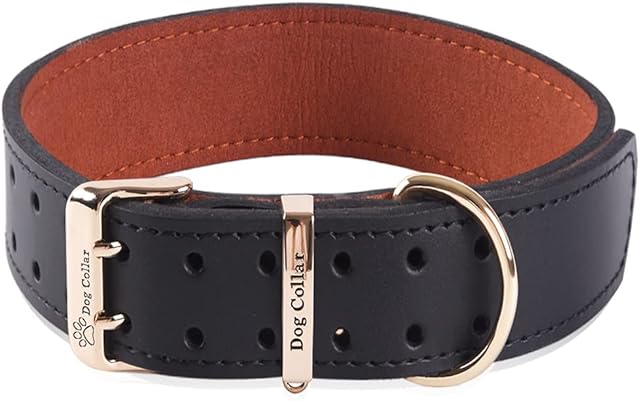 Genuine Leather Extra Thick Soft Dog Collar for Walking & Training Heavy Duty Dog Collar for Small Medium Large and Extra Large Breed Dogs (Black,XL)