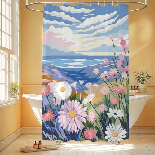 Shower curtain polyester imperméable avec crochets rideau douche 180