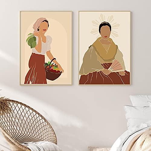 Poster culture asiatique vintage pour salon déco murale femme philippine en toile 50x70