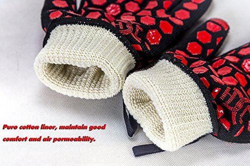 J H Heat Resistant Oven Glove:en407 Certified 932 °F, 2 Layers Silicone Coating, Oven Mitts For Cooking, Kitchen, Fireplace, Grilling, 1 Pair #TOP3