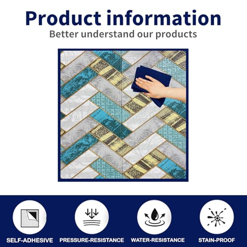 Image of WrapWall 3D Wallpaper Self Adhesive Foam Pack of 1 (70x70 cm) | Waterproof Brick Design Wallpaper |Peel & Stick DIY Wall Decor for Living Room Bedroom Kitchen (1, Blue-Vshape)