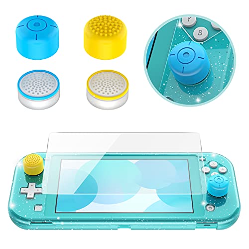 Case Compatible With Nintendo Switch Lite, With Tempered Glass Screen Protector And 4 Thumb Grip, Front And Back, All-Round Protective Case (Turquoise) #TOP7