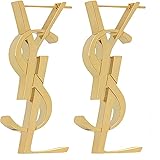 Women's Gold Fashion Earrings Showcasing trendy style, luxurious letter design paired with dangling pendants.